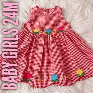 BABY GIRLS 24M Red & White Checkered Flower Dress